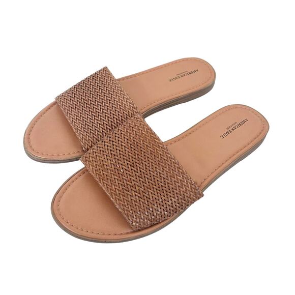 American Eagle Brown Braided Slides Sandals Sz 9 - Picture 4 of 6
